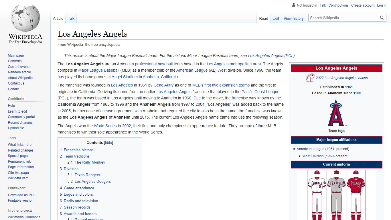 Los Angeles Angels - Wikipedia
